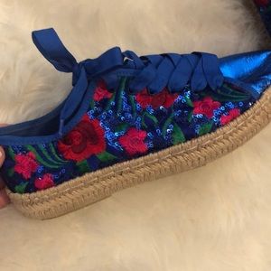 Blue red rose metallic spanish sequin sneakers